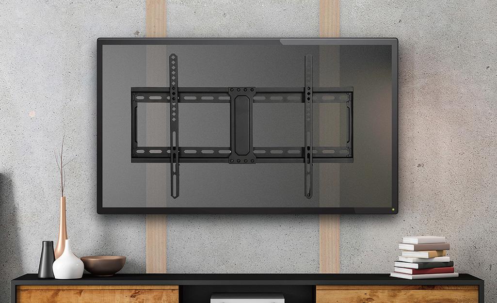 Wall mounted TV with brackets